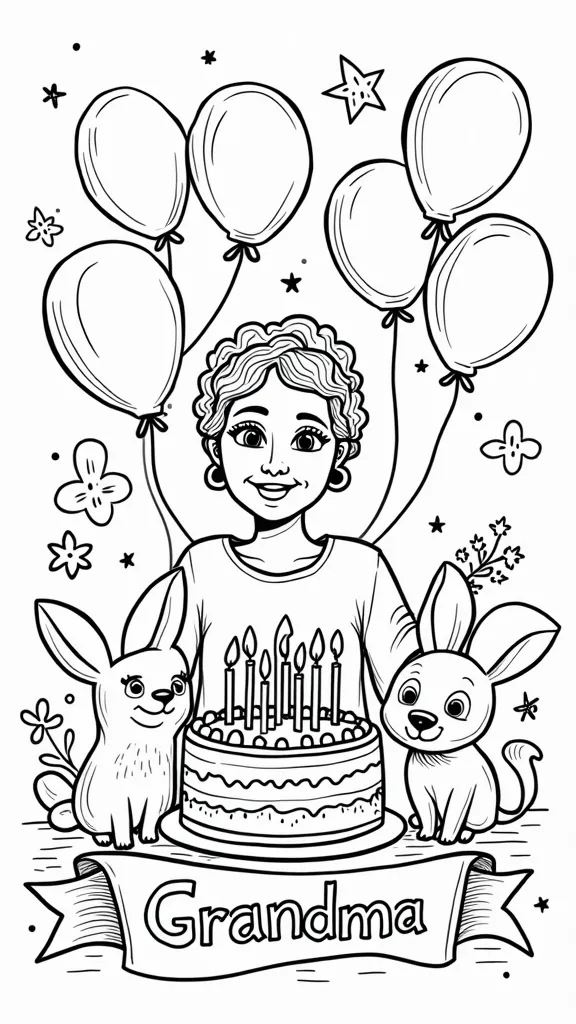 joyeux anniversaire grand-mère coloriage